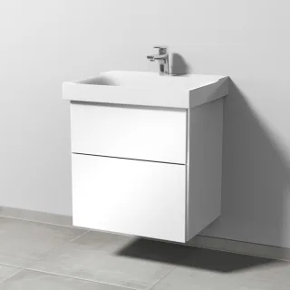 Sanipa 3way Waschtischunterbau zu Geberit Xeno2 Waschtisch mit 2 Auszügen, Weiß-Glanz BS66078