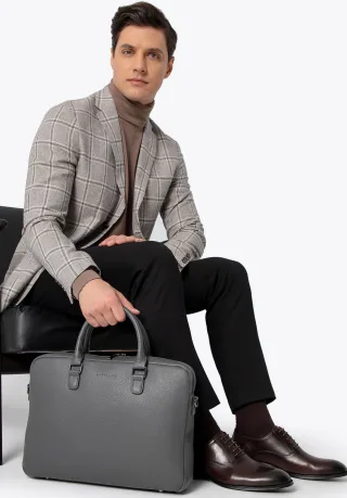 Wittchen Herren-Laptoptasche (16 Zoll) aus Kunstleder, Grau