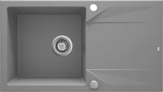 Neuesbad 1-Becken Granitspüle mit Abtropffläche 780x440x193, Grau Metallic, mit SPACE SAVER NB1DEZQJS1131