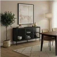 en.casa Standvitrine »Vinterhavn« Stahl 3-türig 80 x 150 x 40 cm Schwarz