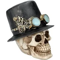 Figuren Shop GmbH Dekofigur Totenkopf - Steampunk Gentleman mit Zylinder - Totenschädel Dekofigur