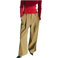 Bhoem Stoffhose BHOEM Mittelhohe Baumwollhose mit weitem Bein (1-tlg)
