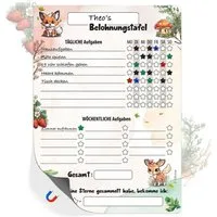 TOBJA Magnettafel Belohnungstafel Waldtiere für Kinder, A4 magnetisch, Töpfchentraining und Alltagsroutinen im Fuchs & Reh Design