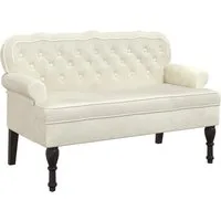 vidaXL Sitzbank Sitzbank mit Rückenlehne Creme 119,5x64,5x75 cm Samt
