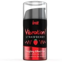 INTT Stimulationsgel Vibration! Strawberry - für einen intensiven Orgasmus, Flasche mit 15ml, 1-tlg., prickelndes Intimgel mit Geschmack (Erdbeere)
