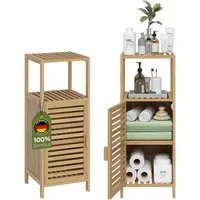 Bellamio Hochschrank Newa aus Bambus, Badezimmerschrank mit Ablage, lackiert (3 Fächer) Badezimmerschrank 85×33×33 cm, verfügbar in verschiedenen Ausführungen