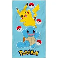 MTOnlinehandel Badetuch Pokémon 70x120 cm mit Pikachu & Schiggy, 100% Baumwolle (1-St), weich, saugstark & perfekt für kleine Pokémon-Fans