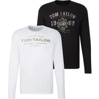 TOM TAILOR Langarmshirt (Packung, 2-tlg) 2er Pack / mit Logo Print