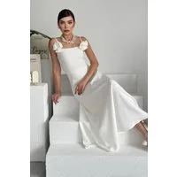WOMAN VISION Maxikleid Trägerloses Maxikleid mit Ausschnitt