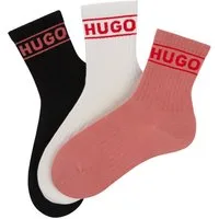 HUGO Freizeitsocken 3P QSRIB SPORTY CC W (Packung, 3-Paar, 3er) mit kontrastfarbenem Logodetail