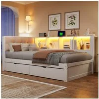 Ulife Daybett Tagesbett, Schlafsofa, Einzelbett, Kinderbett mit dimmbarer LED-Leiste (3 tlg)