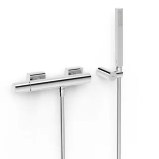 Tres Project-tres Duscharmatur 21116701 Aufputz, mit Brause-Set, Stabhandbrause, Chrom