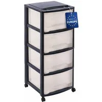 M home Rollwagen Schubladenrollwagen PLS6079 Rollcontainer Schubladenschrank Kunststoff, (Spar-Set, 1 St., Rollwagen mit 4 Rollen und 4 Schubladen), mit Rollen, 4 Schubkästen und Griffmulden
