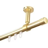 iso-design Gardinenstange Innenlauf zur Deckenmontage 20 mm Durchmesser variabler Deckenabstand, Ø 20 mm, kürzbar, Deckenmontage, geschraubt, Aluminium, Deckenabstand einstellbar zwischen 6,5 cm und 10,5 cm