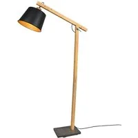 TRIO Leuchten LED Stehlampe, Dimmfunktion, LED wechselbar, Warmweiß, skandinavisch-e Lampe mit Holz stehend für Lese-ecke, Höhe 156cm
