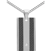 Firetti Kette mit Anhänger Schmuck Geschenk Halskette Panzerkette Dog Tag, mit Carbon - mit Zirkonia (synth)