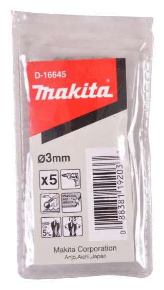 Makita HSS Co Metallbohrer, Ø 3,0mm - Länge 61mm - 5 Stück - D-16645
