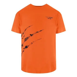 Kurzarm-Kratz-Logo-T-Shirt in Orange