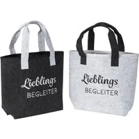 MF Shopper 2er Set Filz-Taschen Lieblings-Begleiter in Hellgrau und Schwarz (2-tlg)