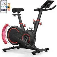 Gywowken Heimtrainer Fahrrad mit Magnetischem Einstellbar (mit Tablet-Halter - Eigener App Bluetooth - 150 kg Belastbar), Widerstand Leises Hometrainer Fahrrad mit Verbessertem LCD-Monitor