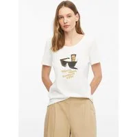 s.Oliver Kurzarmshirt T-Shirt T-Shirt mit Print und Schmuckdetails