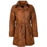 Maddox Lederjacke Borneo MADDOX - Damen Trenchcoat Ledermantel Mantel Lammnappa cognac / antik