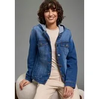 Arizona Jeansjacke mit Kapuze, Regular Fit, mit Knopfleiste, mit Knopf-Applikationen