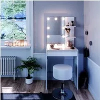 Vicco Schminktisch Isabelle, Weiß, 60 cm mit LED Beleuchtung und Hocker (2-St)