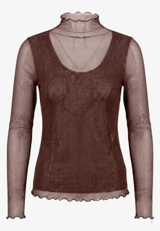 zero - Damen Langarmshirt mit Muster Beige/Brown - Gr. - 44
