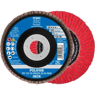 PFERD TOOLS POLIFAN Fächerscheibe PFF flach CO-FREEZE Leistungslinie SG INOX Edelstahl - 67612536