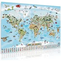 Goods+Gadgets Poster GOODS+GADGETS XXL Kinder Weltkarte – Handgezeichnetes Laminat Poster, Weltkarte (XXL Kids-World-Map), Land-Karte Handgezeichnet & Laminiert