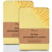NatureMark Spannbettlaken 2er-Set Jersey Spannbetttuch 100% Baumwolle, 100% Baumwolle, Gummizug: rundum, (2 Stück), Gelb