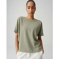 OPUS Sweatshirt Gosa aus Sweatware mit Fledermausärmeln separate Schulterpasse, samtige Oberfläche, weicher Griff, Casual