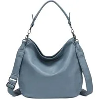 ITALYSHOP24 Schultertasche DAMEN TASCHE SHOPPER Hobo Cross Over Bag Reisetasche Umhängetasche, LEDER OPTIK Beuteltasche Cross body für Schule Reise Freizeit Urlaub