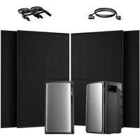 Ecoflow Balkonkraftwerk 2000W EcoFlow Stream Ultra All-in-One Speicher mit AC Pro Zusatzsakkus, (4x Full Black Glas-Glas 500W im Lieferumfang enthalten), 2000 W Solareingang (4 MPPTs) mit integriertem Mikro-Wechselrichter