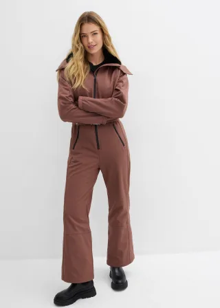 bonprix wasserabweisender warmgefütterter Softshell-Skianzug, braun, Gr.54, wasserabweisender, warmgefütterter Softshell-Skianzug