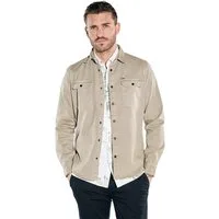 emilio adani Langarmhemd Herren Overshirt in Twill-Warenqualität, Sand