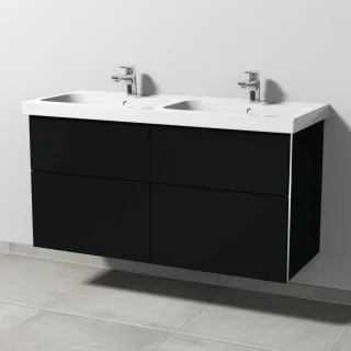 Sanipa 3way Waschtischunterbau zu Geberit iCon Light Waschtisch mit 4 Auszügen, Schwarz-Matt BS57708