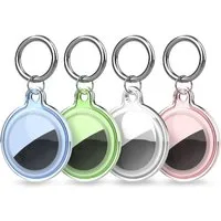 Wisam Dog Tag Anhänger Wasserdichte AirTag Hülle 4er Set Transparent Grün Blau Pink