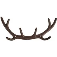 esschert design Garderobenhalter Esschert Design Hirschgeweih Wandhaken Haken Garderobe Gusseisen braun (1x Garderobe)