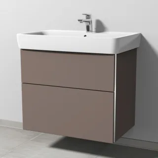 Sanipa 3way Waschtischunterbau zu Geberit Renova Plan Waschtisch mit 2 Auszügen, Taupe-Matt BP8781T