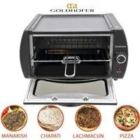 Goldhofer Pizzaofen Premium Elektrischer Tandoor-Ofen mit Grillrost & Backblech, inkl. Grillrost und Backblech, Restaurant-Qualität