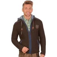 Spieth & Wensky Trachtenstrickjacke Strickjacke Herren - DAKAR - jeansblau, dunkelbraun