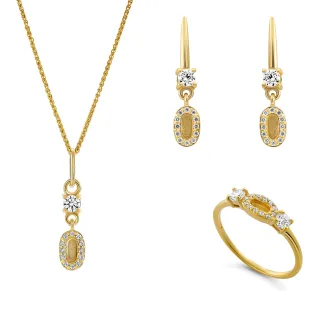 Orphelia 'Lily' Damen 925 Sterling Silber Set: Halskette + Ohrringe + Ring - Gold SET-7582/G