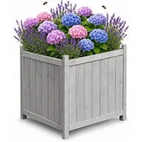 Mucola Blumentopf Blumenkübel 50x50cm Grau Pflanzkasten Blumentrog Blumentopf Übertopf (Stück, 1 St., Premium-Kübel), Innenbereich mit schwarzer Schutzfolie