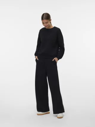 VERO MODA - VMDAISY PEARL SWEAT HW WIDE PANT JRS BOO black - Gr. - M
