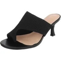 Ital-Design Damen Mule mit Absatz und offenem Design Zehentrenner (91895928) Pfennig-/Stilettoabsatz Sandalen & Sandaletten in Schwarz