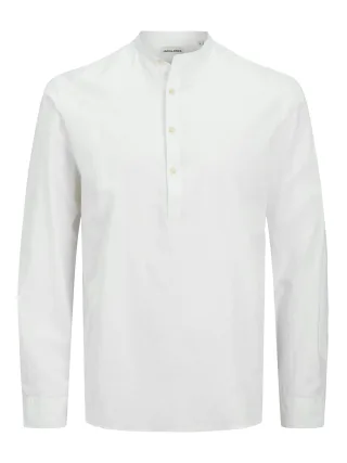 JACK&JONES - JJESUMMER HALF PLACKET SHIRT LS SN white - Gr. - XL