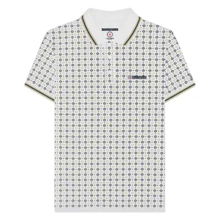 Lambretta - "SS25" Poloshirt für Herren (Weiß/Marine/Nussbraun)