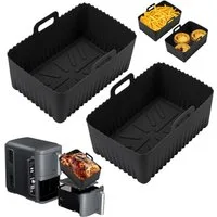 Venkuber Silikonform 2er Pack Airfryer-Silikon-Einsätze, Upgrade große Kapazität, (2-tlg), Antihaft und hochtemperaturbeständig